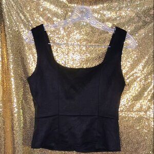Black Faux Suede Corset-Style Tank – Lace-Up Back | Size US 4-6 | New (no tags)